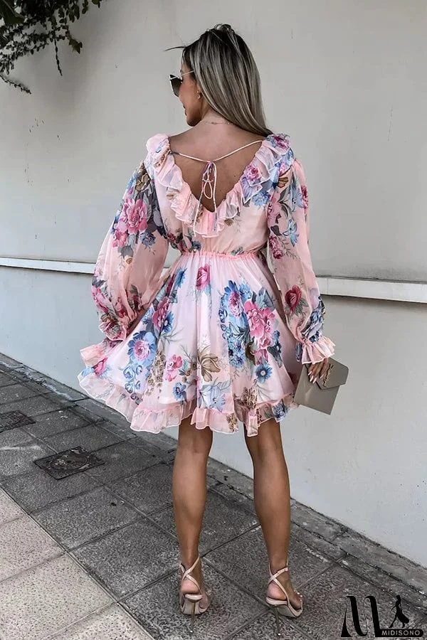 MidiSono - Create Your Dream Life Floral Ruffle Dress