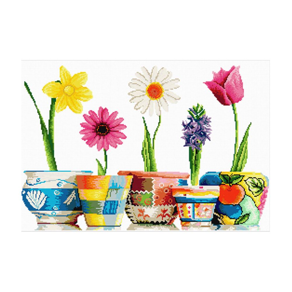 

Flowers - 11CT Stamped Cross Stitch - 74*53CM, 501 Original
