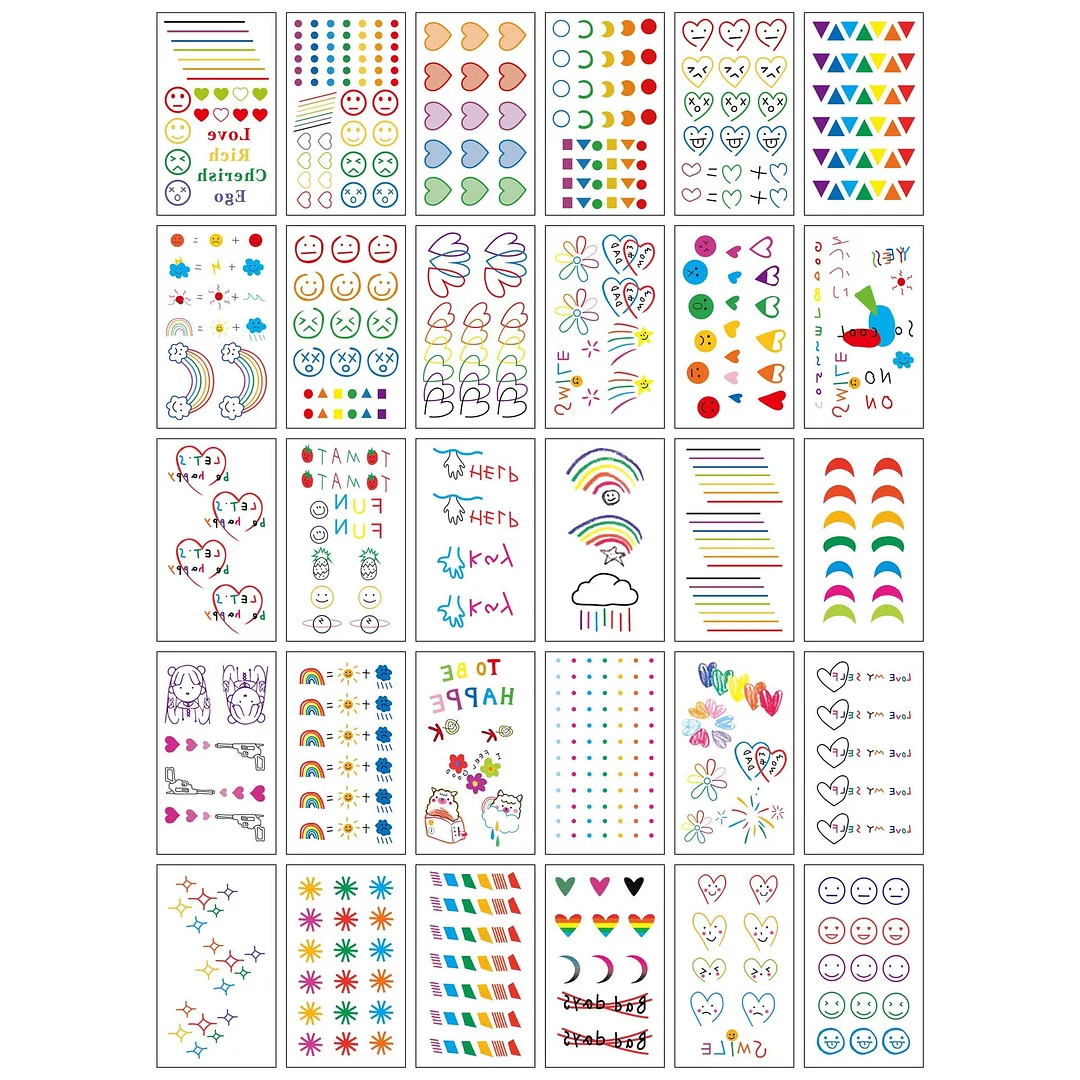 3D personality children young men and women fashion flowers simple text love arm neck wrist waterproof temporary tattoo stickers