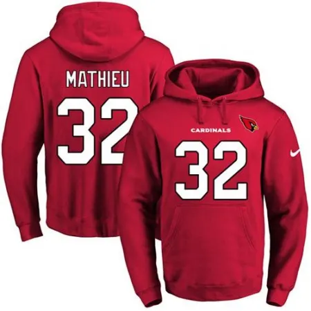 Cardinals #32 Tyrann Mathieu Red Name & Number Pullover NFL Hoodie