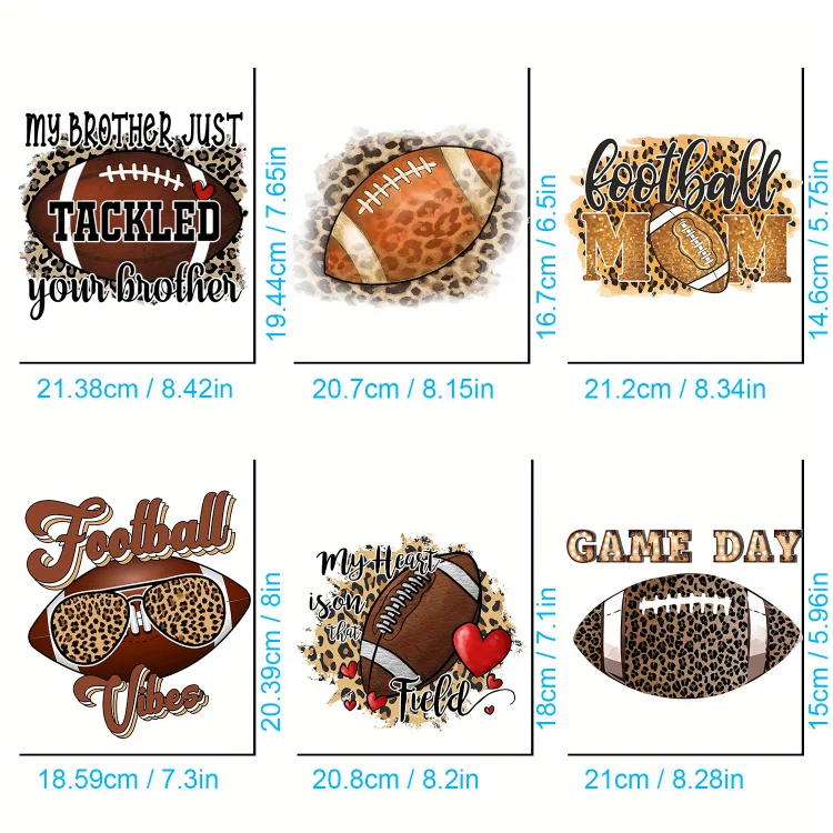 6pcs/pack, American Football, Iron On Patches Transfer For Sweaters,  Hoodies, Jackets, Etc