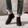 Mens elegant black suede leather ankle dress boots