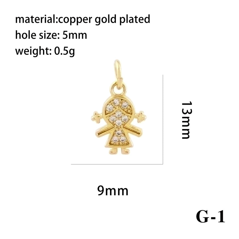 Ig Style Minimalist Angel Dolphin Crown Copper Plating Inlay Zircon 18k Gold Plated Charms