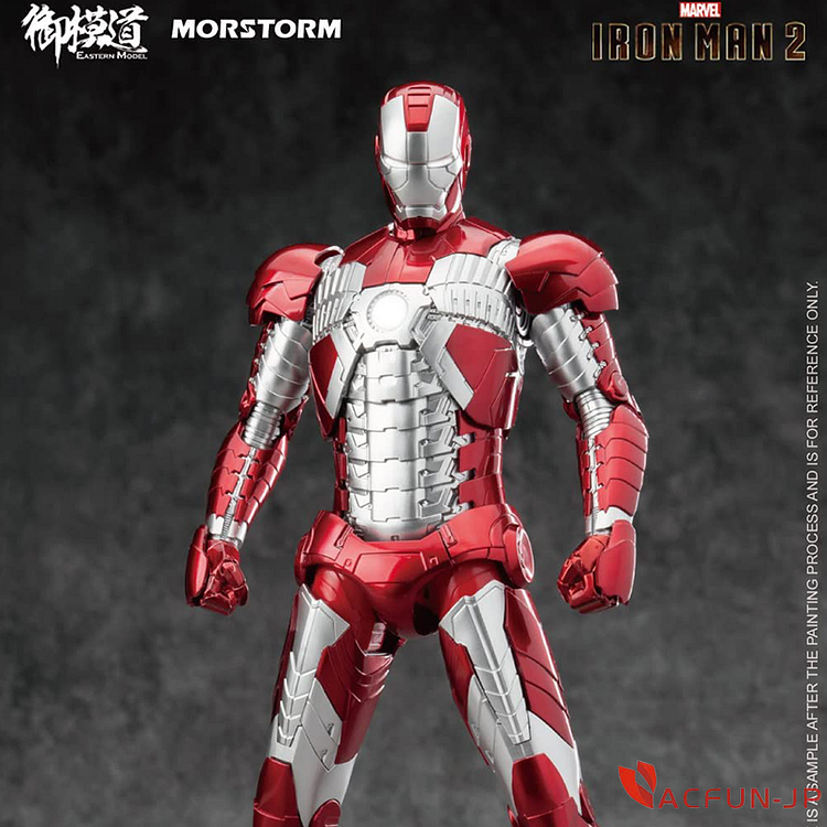 [AC]御模道 MORSTORM 1/9 スケール MARVEl マーベール IRON MAN アイアンマン MK5 色分け済 組立式 プラモデル LED 磁気ギミックパーツ 付き
