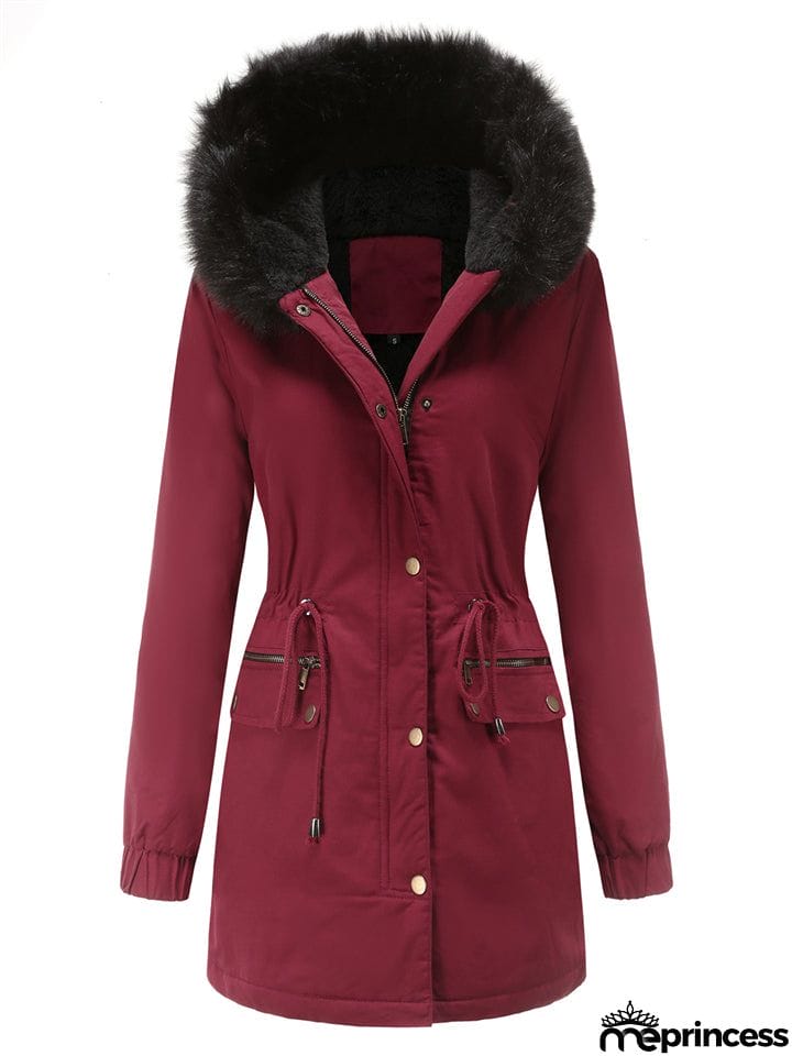 Women's Fleece Hooded Extra Warm Thicken Parka Coats