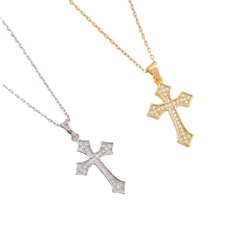 Titanium Steel Casual Minimalist Cross Plating Pendant Necklace