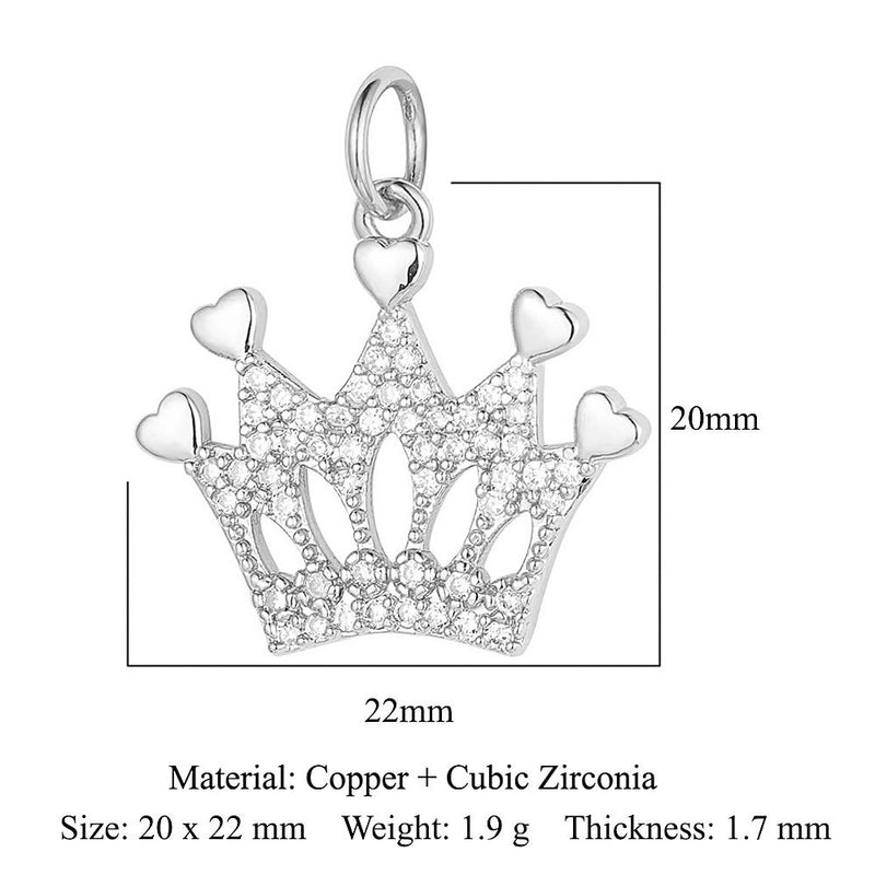 3 Pieces Copper Zircon 18K Gold Plated Pentagram Heart Shape