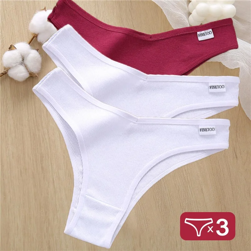 3PCS/Set Cotton Lingerie Panties Sexy Underwear Women Briefs Tangas Female Underpants Pantys Thong Panties Bikini Solid 6 Color