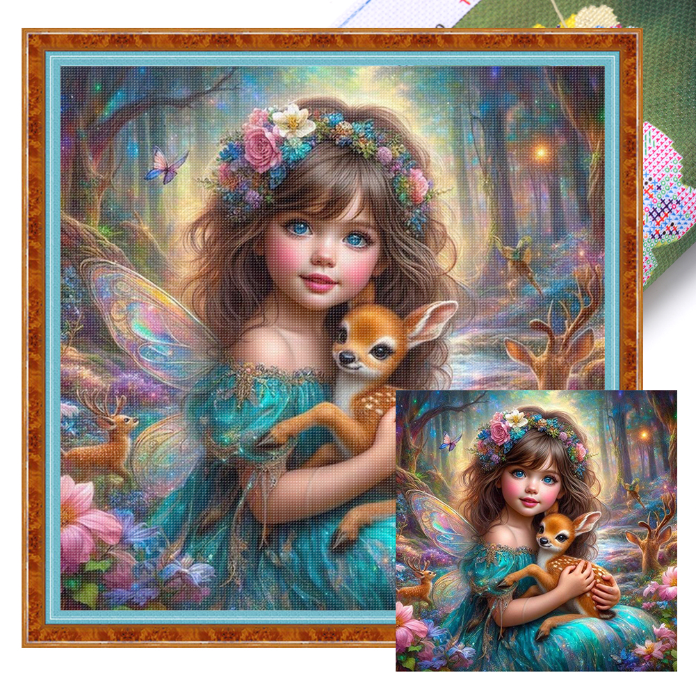 Cute girl Full 11CT Pre-stamped Canvas(40*40cm) Cross Stitch