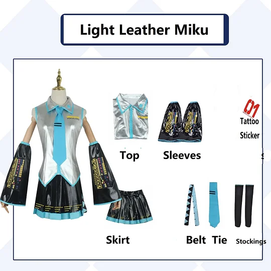 [Wetrose] In Stock Miku Cosplay Costume V2 01 Classic Female Male Fanart Vocaloid Anime Dress Kawaii Leather Latex Cos Wig Shoes Full Set