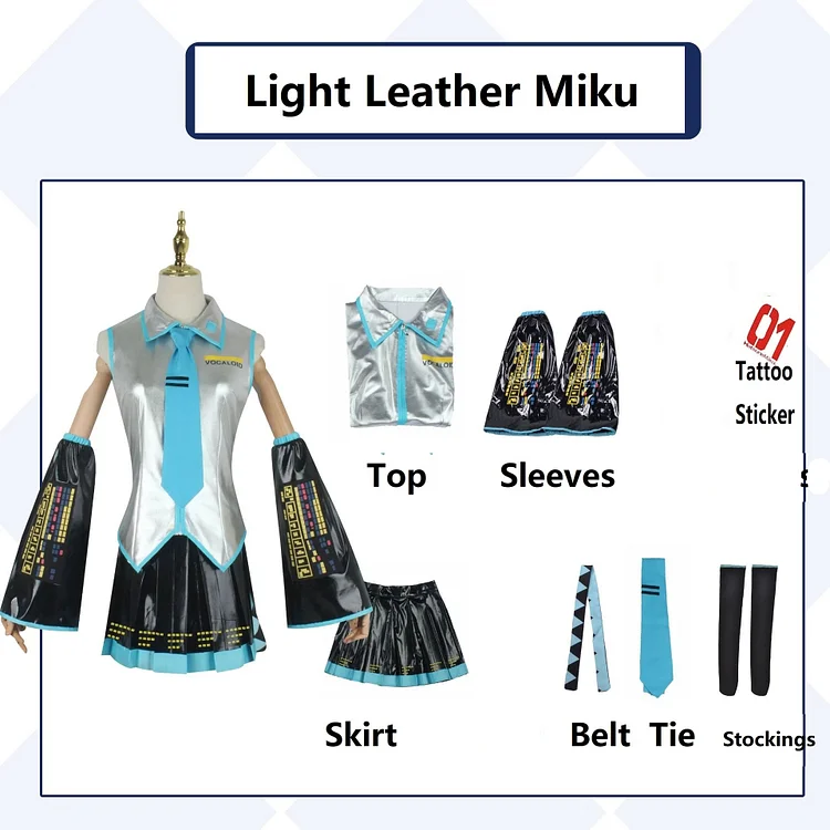 【Wetrose】In Stock Miku Cosplay Costume V2 01 Classic Female Male Fanart Vocaloid Anime Dress Kawaii Leather Latex Cos Wig Shoes Full Set