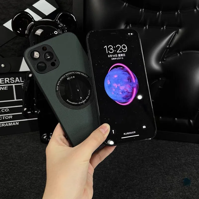 For iPhone13/14 Series Magnetic Hollow Logo Mobile Phone Case