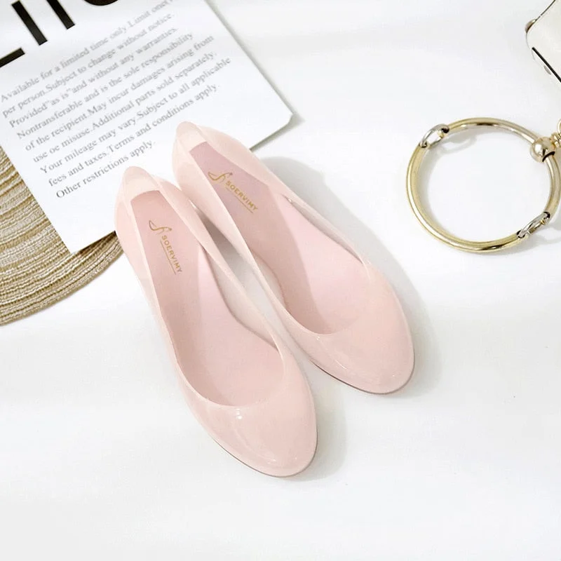 famous designer D'Orsay jelly med-high heels shoes woman pointed toe candy color pumps shallow mouth summer mules shoes sandals