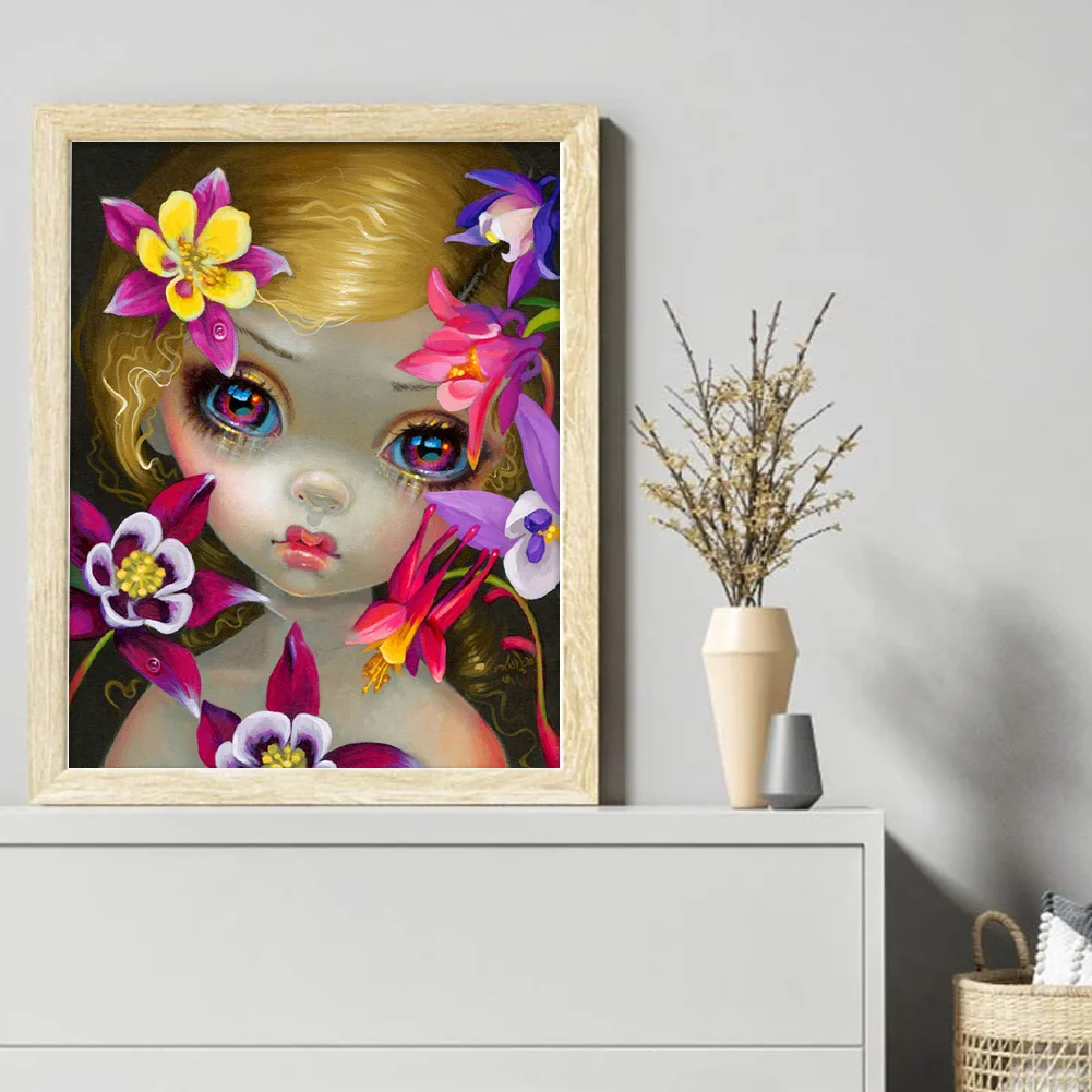 DIY Stamped Cross Stitch 11CT Full Embroidery 40*50cm - Big Eyes Girl