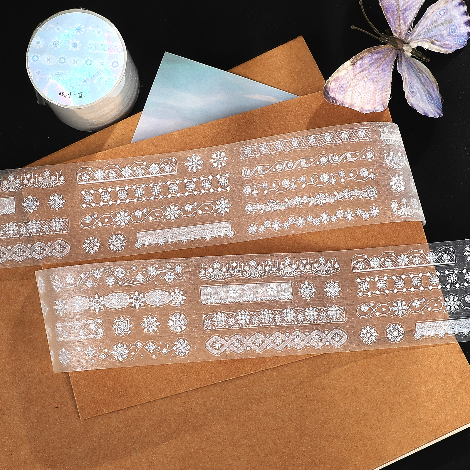 PET 테이프 - 45mm*5m 빈티지 레이스 눈송이 무늬