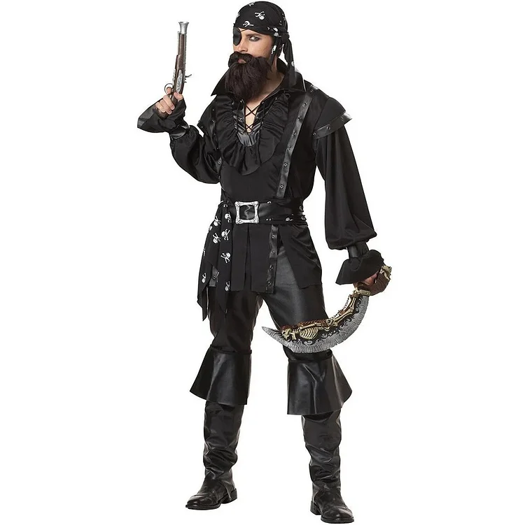 【Wetrose】In Stock Black Pirate Cosplay Costume Halloween For man woman couple outfit captain crew navigator voyager Full Set