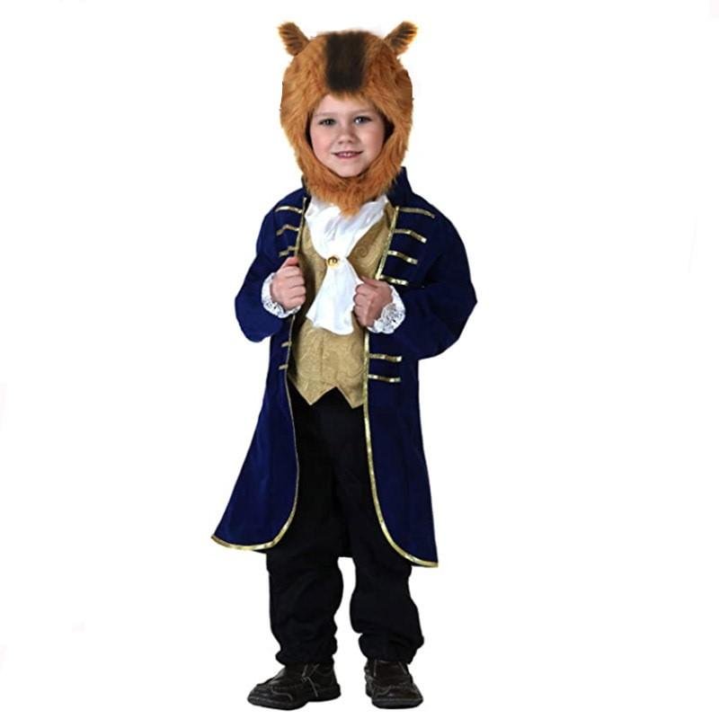 Beauty and Beast Prince Costume Kids Party Cosplay Prop Jacket Headgear