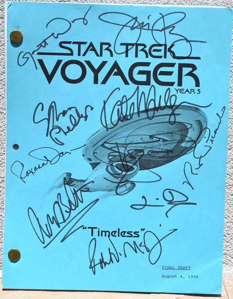 Star Trek Voyager Cast Signed Script X10 Timeless, Aug.4, 1998 wCOA