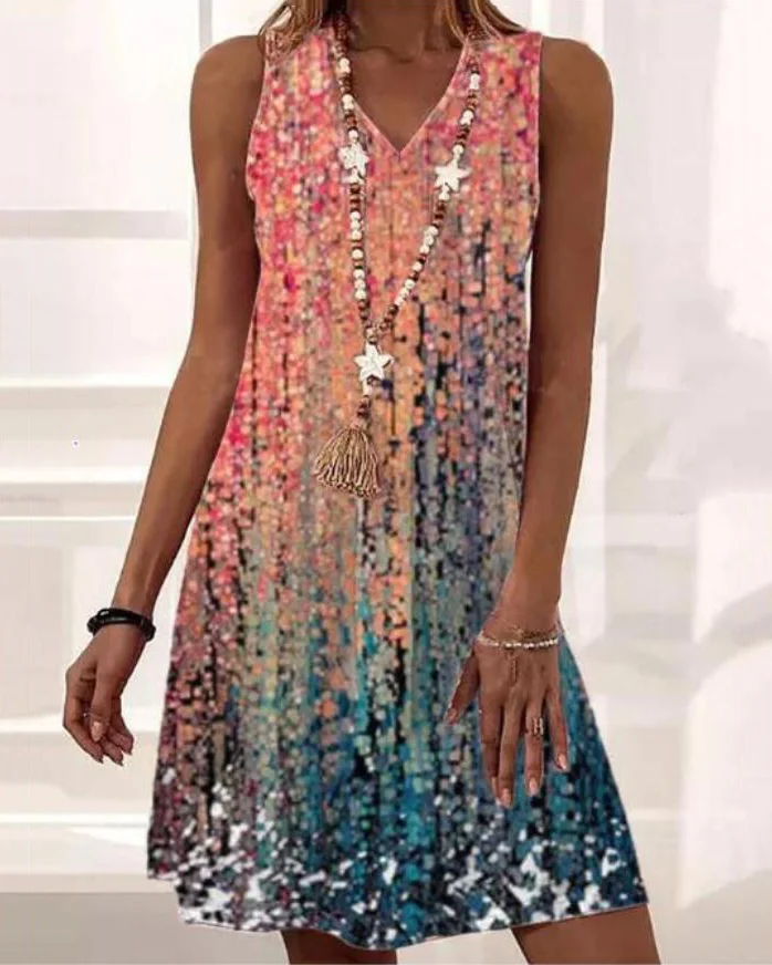 Sleeveless Loose Ombre V-Neck Lounge Dress