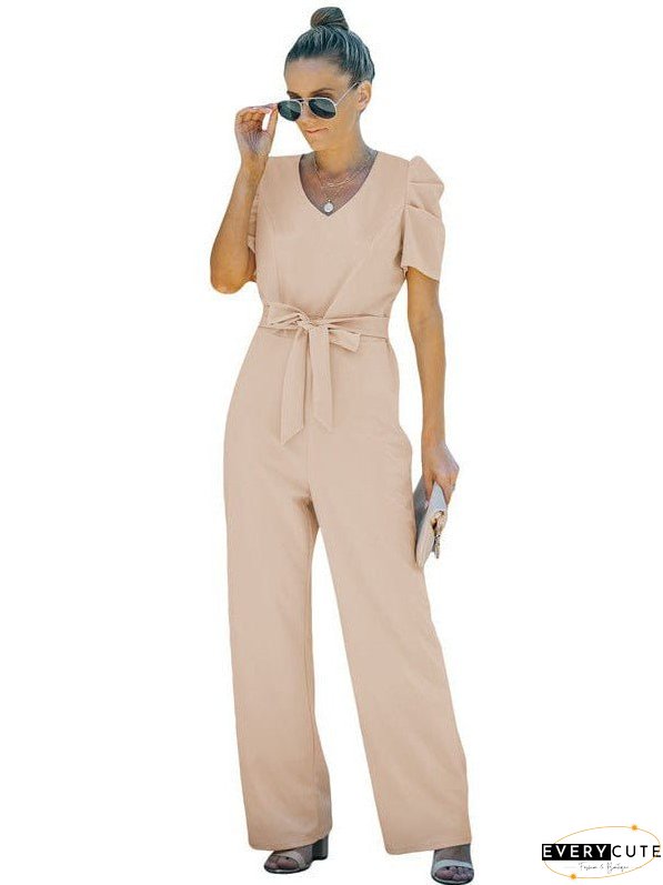 Chic V-neck Short-sleeved Jumpsuit