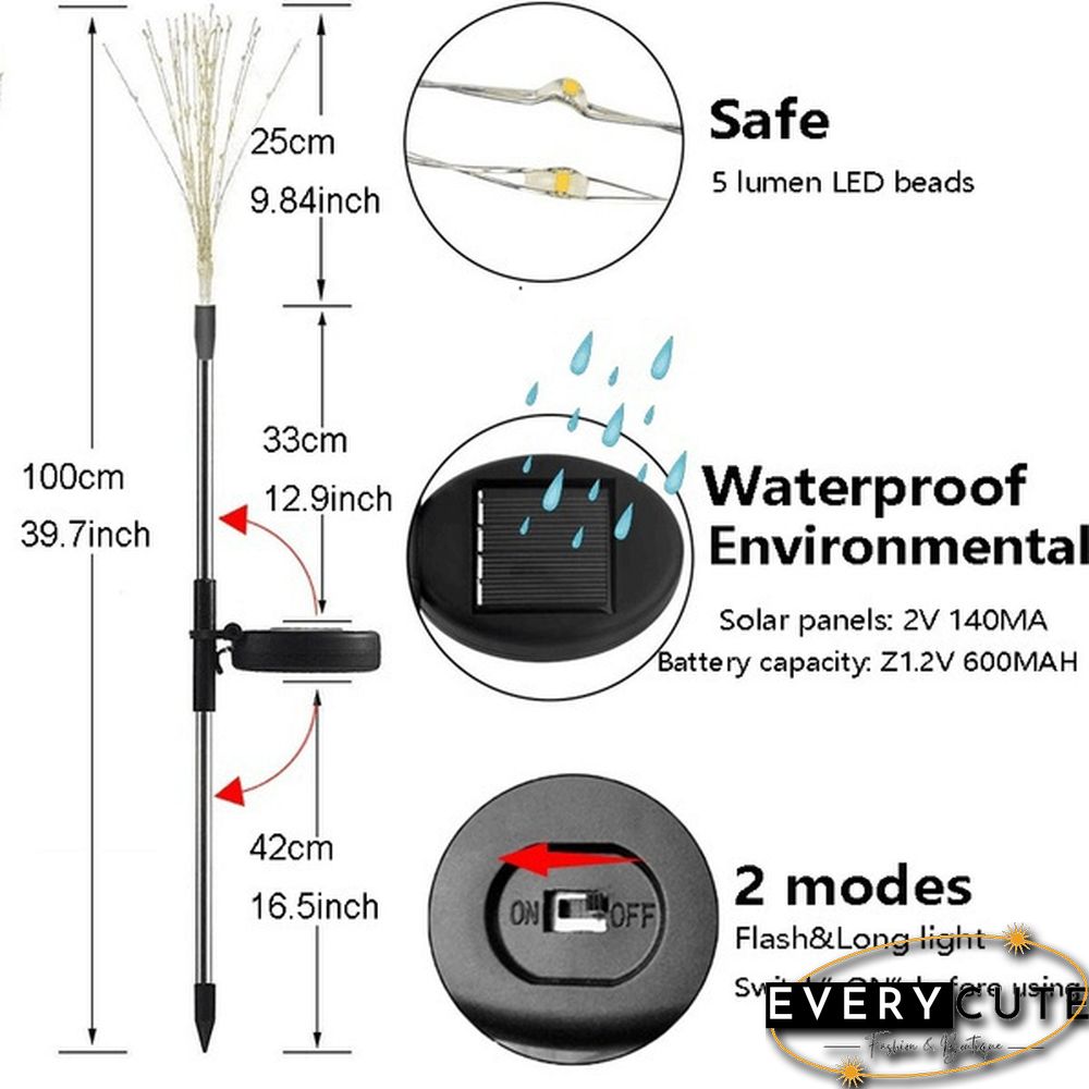 Newest Upgrade Solar Garden Decorative Lights Outdoor Solar Powered 40Copper Wires String Landscape Light Diy Flowers Fireworks Trees for Walkway Patio Lawn Backyard,christmas Party Decor