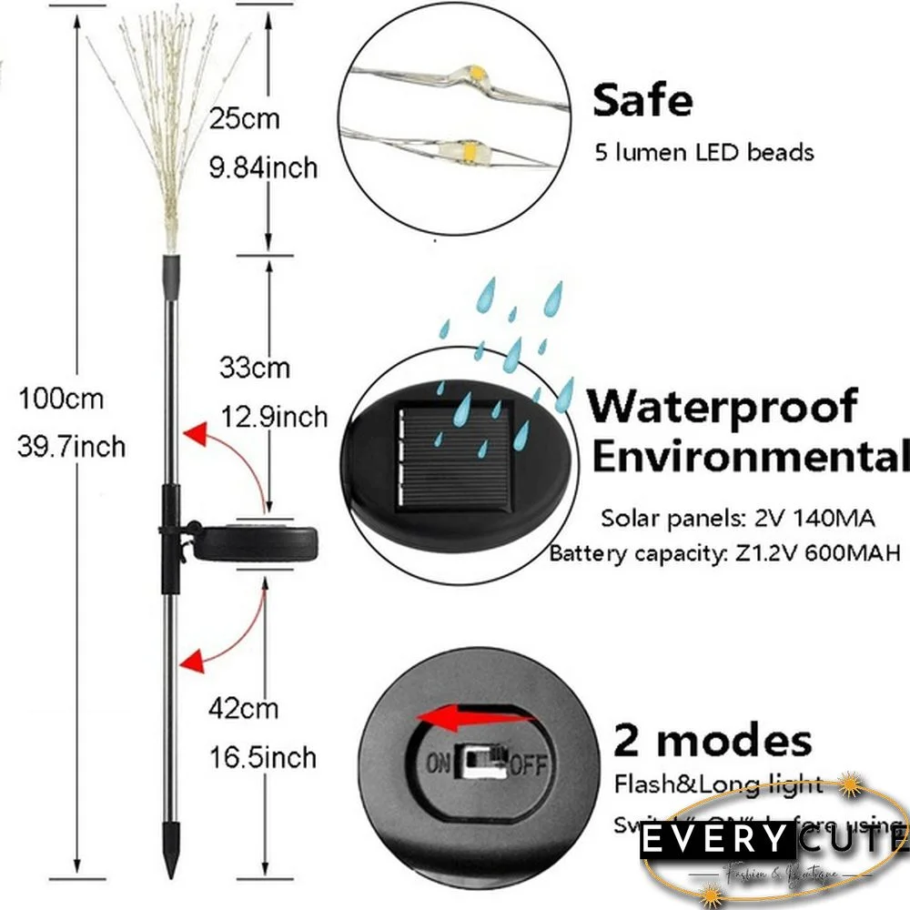 Newest Upgrade Solar Garden Decorative Lights Outdoor Solar Powered 40Copper Wires String Landscape Light Diy Flowers Fireworks Trees for Walkway Patio Lawn Backyard,christmas Party Decor