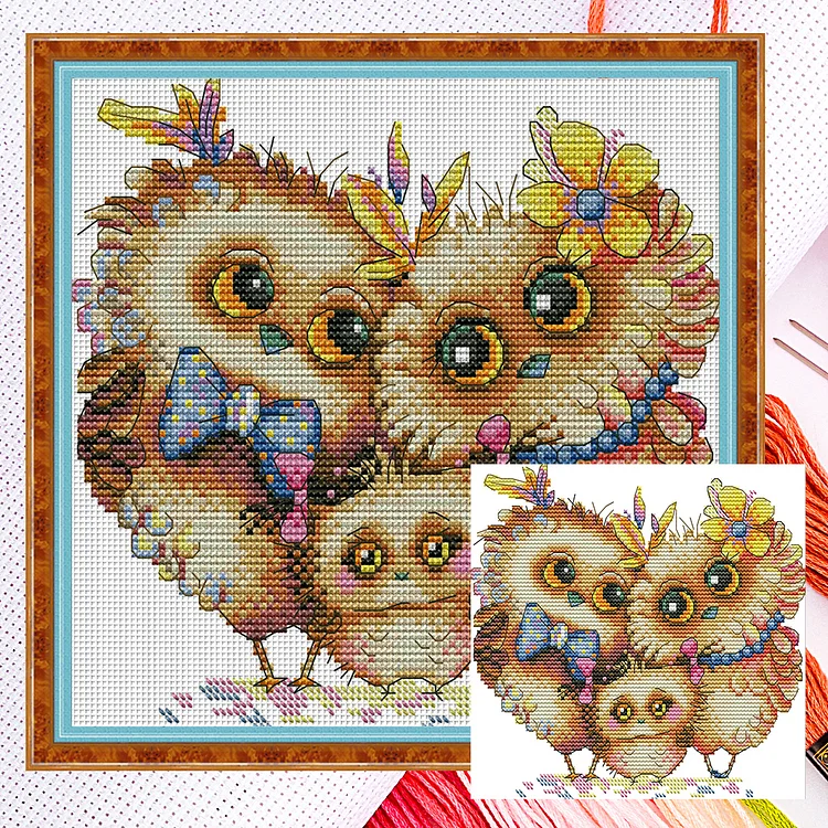 Joy Sunday-Owl Family (22*21cm) 14CT Counted Cross Stitch gbfke