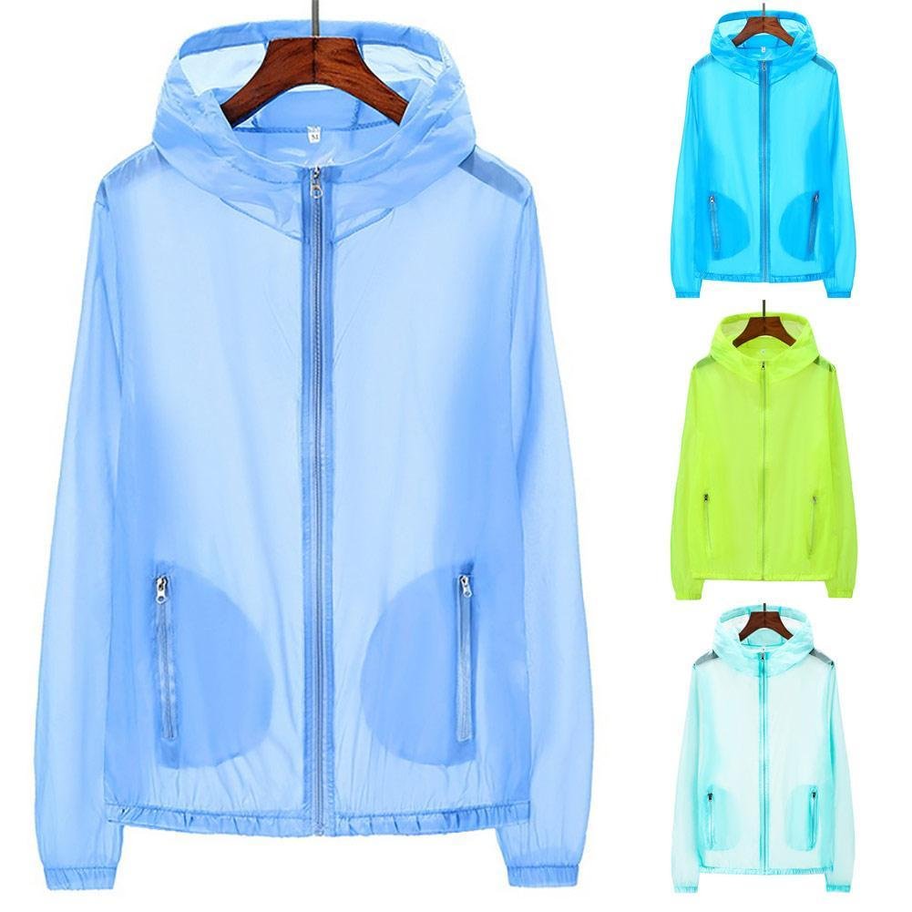 Unisex Summer Pockets Zip Hooded Windproof Sun Protection Coat Fishing Jacket Nylon Casual Long Sleeve coat perfect gift