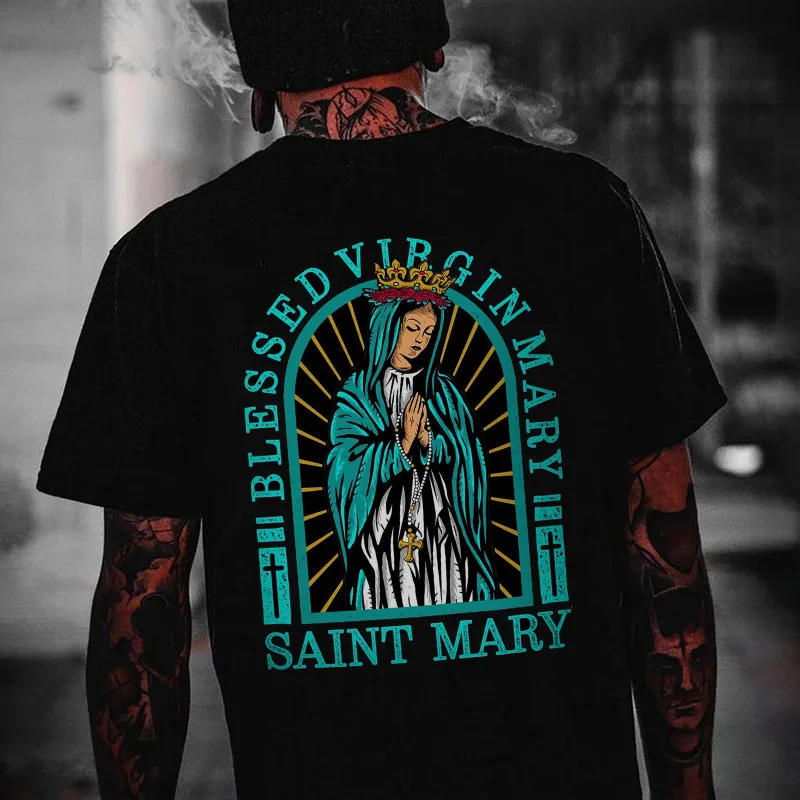BLESSED VIRGIN MARY SAINT MARY Black Print T-Shirt