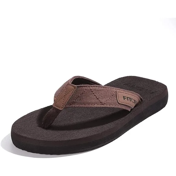 FITORY Men's Flip-Flops, Thongs Sandals Comfort Slippers for Beach Size 6-15 10 Grey