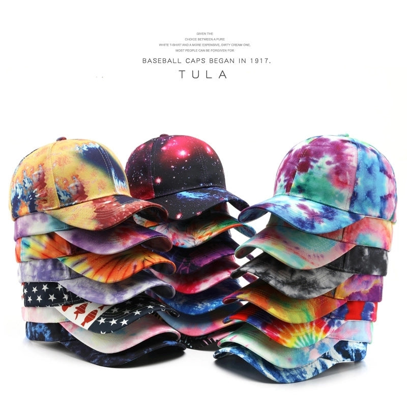 Women's Streetwear Tie Dye Curved Eaves Baseball Cap