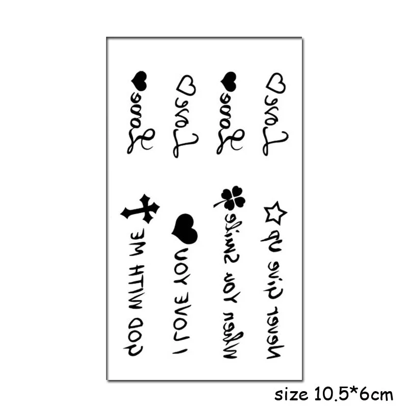 Temporary Tattoo Stickers Sexy Cross English Alphabet Line Fake Tatto Waterproof Tatoo Hand Leg Belly Small Size for Women Men
