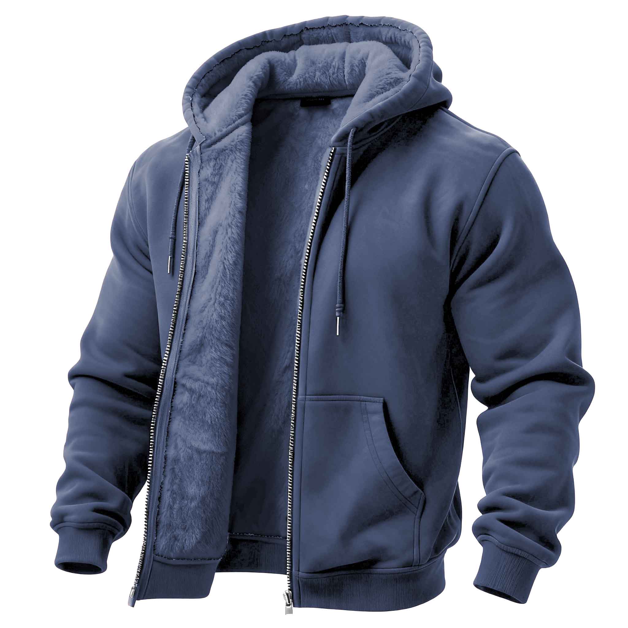Men's Vintage Fleece Pocket Full Zip Long Sleeve Hoodie Jacket