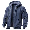 Men's Vintage Fleece Pocket Full Zip Long Sleeve Hoodie Jacket by Inlyline
