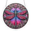 (25cm)DIY Acrylic Jigsaw Puzzle Window Hanging with Hanging Chain DIY Stained Glass Decoration Round Window Puzzle Decor for DIY Craft Project (Jeweled Dragonfly Art)