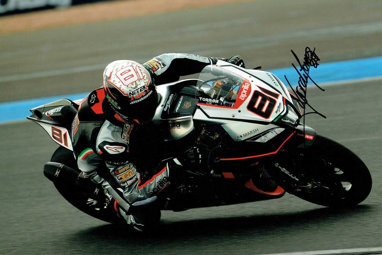 Jordi TORRES 2015 SIGNED 12x8 WSBK Spanish Rider Photo Poster painting AFTAL Autograph COA