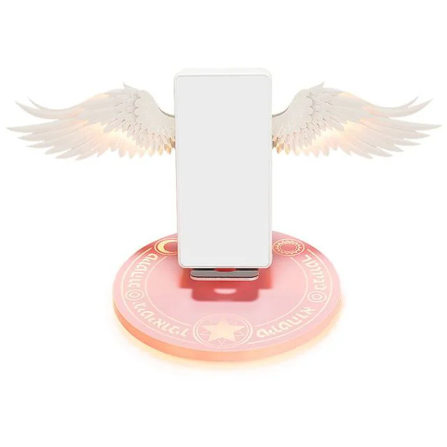 Multifunctional 15W fast charging universal angel wings mobile phone wireless charger with makeup mirror