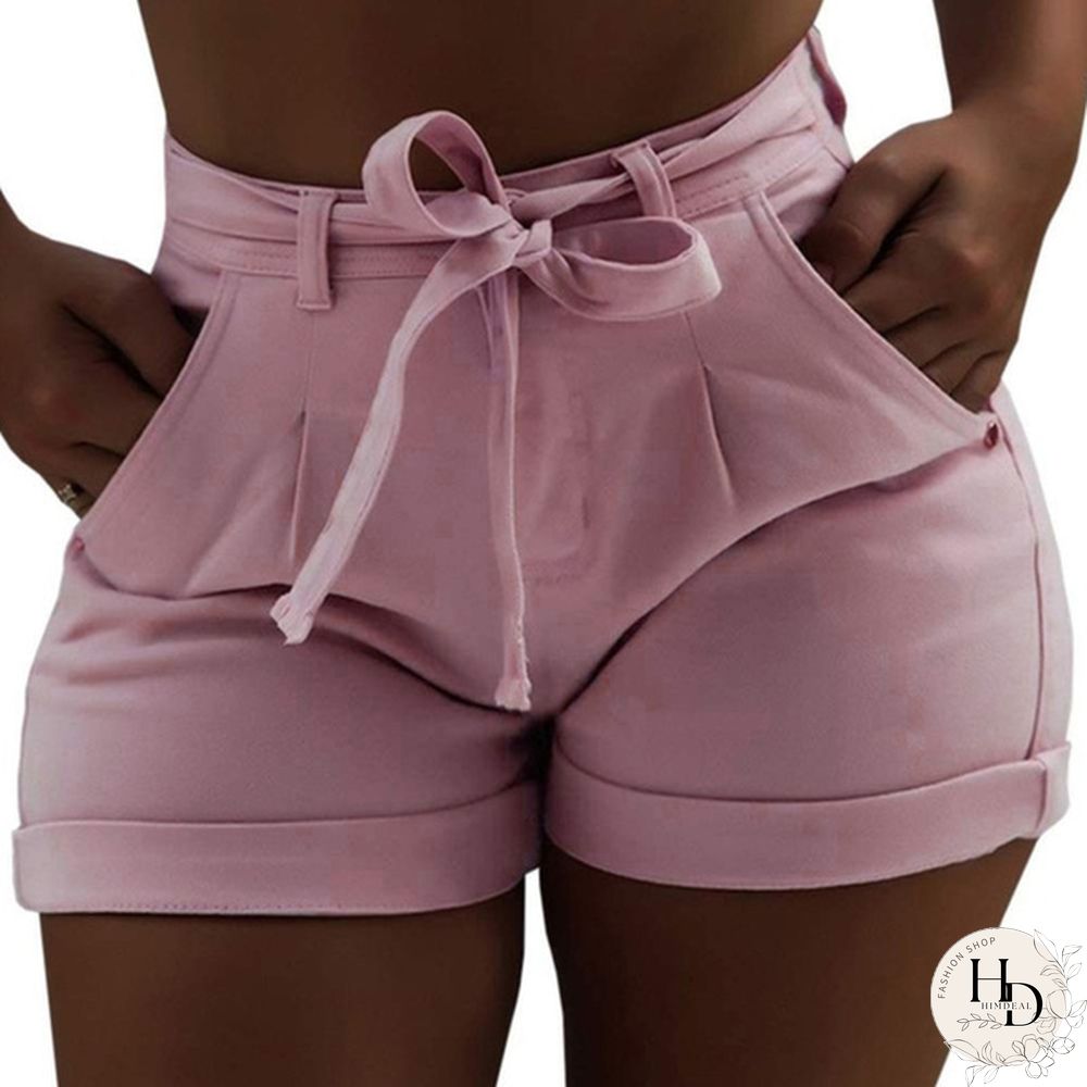 Women's mid-Waist Denim Belt Washed Denim Shorts Slim fit Casual Classic Shorts Jeans Summer Denim Shorts