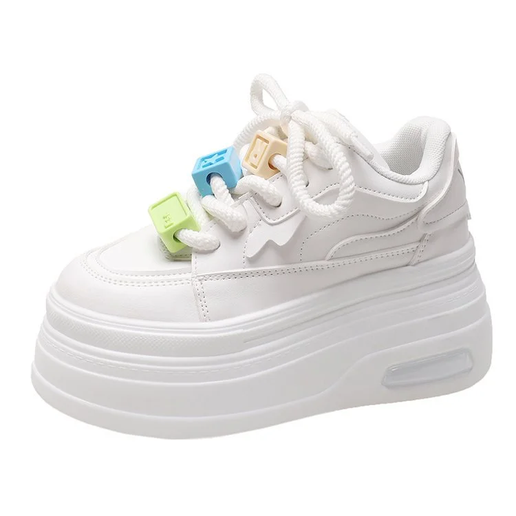 Tanguoant Tanguoant 2023 New Small White Shoes Fashion Color Beaded Color Lace Platform To Increase The Casual Women's Shoes