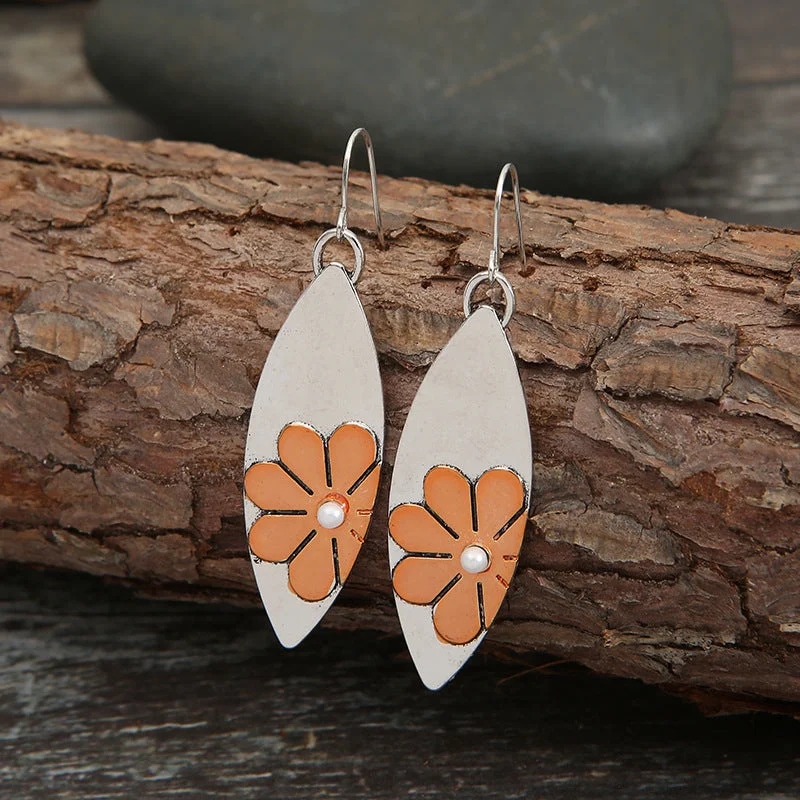 Sunflower Alloy Oval Earrings