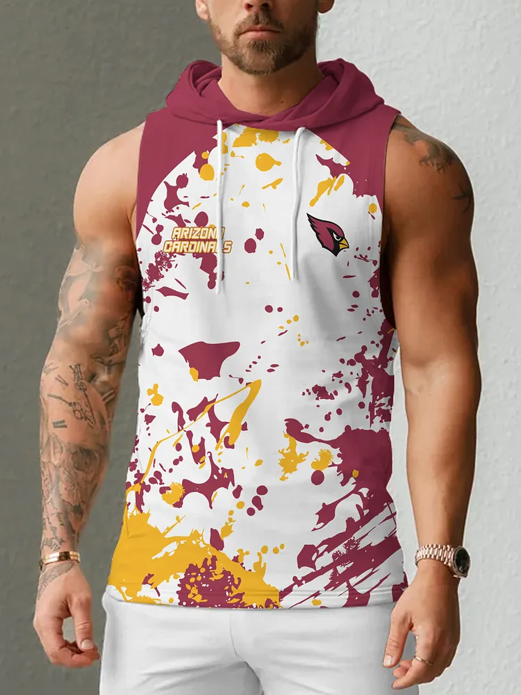 Arizona Cardinals Men's  Casual Comfy Sleeveless Hooded Tank Top