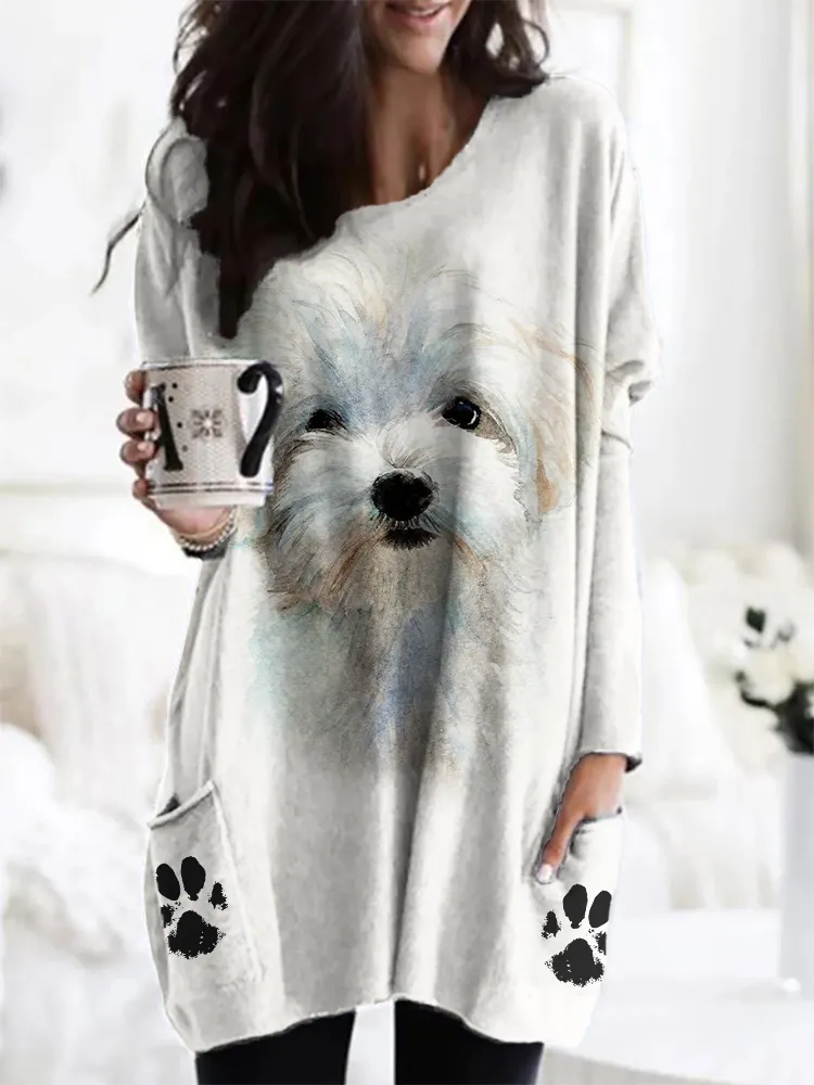 Fuzzy Dog Paw Prints Cozy Tunic fuzzy-dog-paw-prints-cozy-tunic
