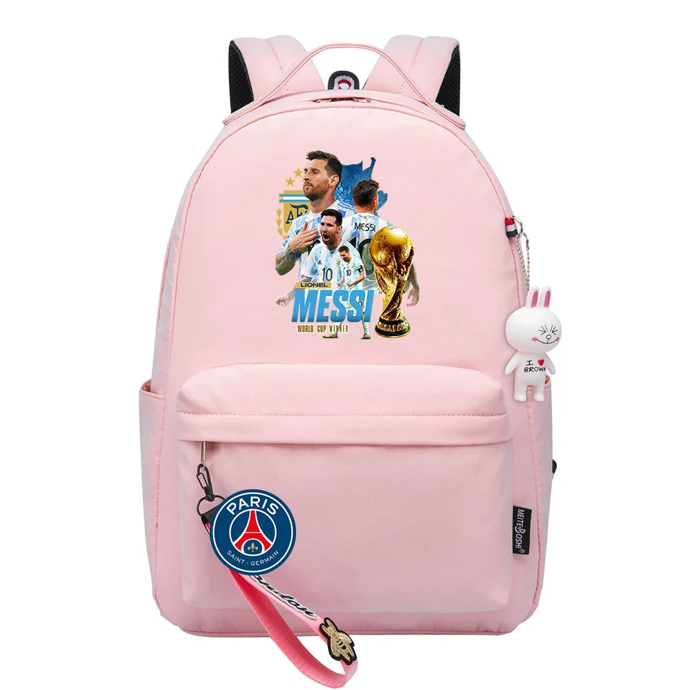 Buzzdaisy Title: Lionel Messi Backpack – Cute and Fashionable Schoolbag with Double Side Pockets for Leisure Travel
