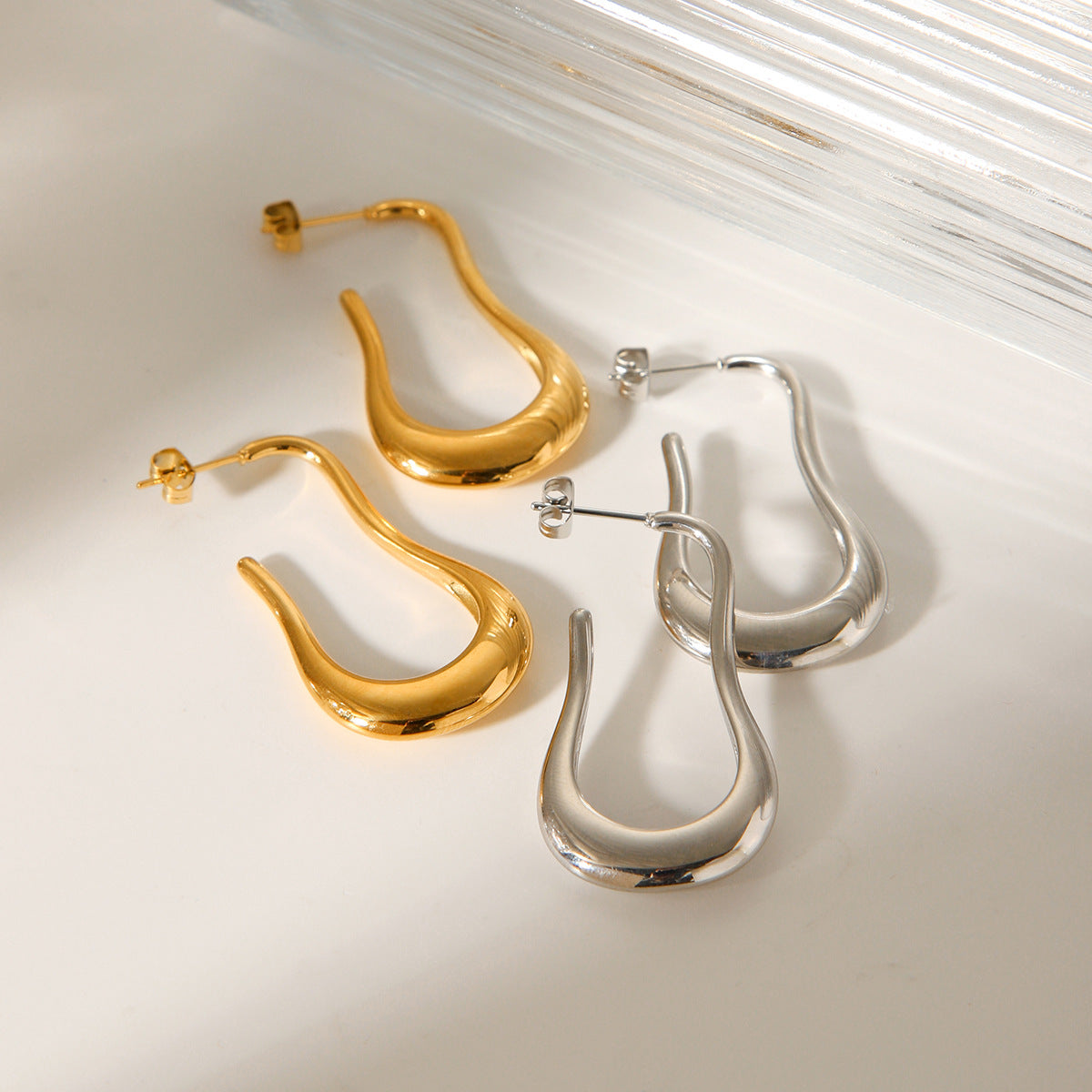 IG Style Circle Geometric Stainless Steel Electroplating Earrings