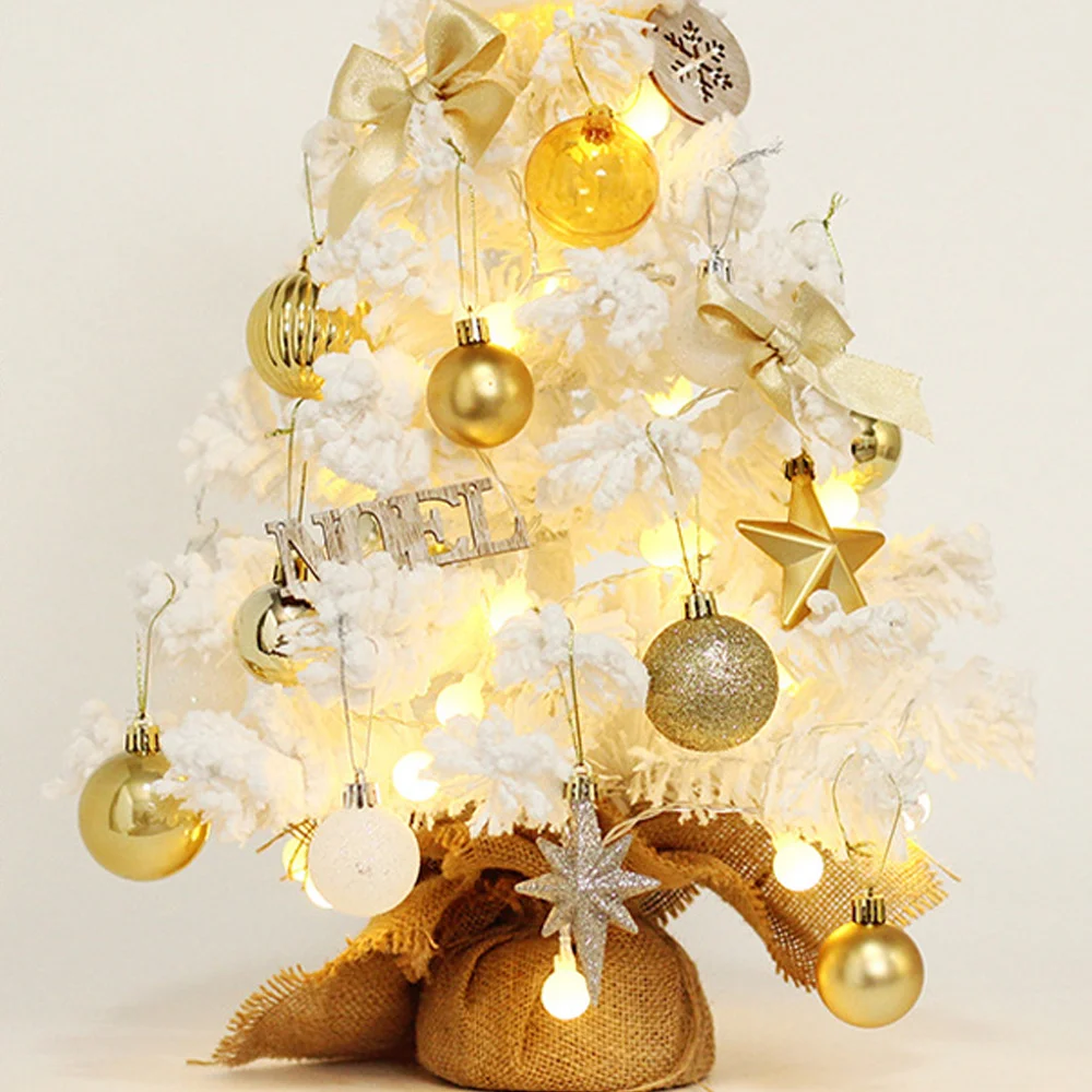 New flocked mini Christmas tree LED desktop decoration ornament