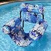 PVC Inflatable Floating Loungers with 3 Airbags Stylish Leaf Print Pool Lounger Stitch Reinforcement Maple Pattern Floating Recliner for Pool Beach Summer Water Play