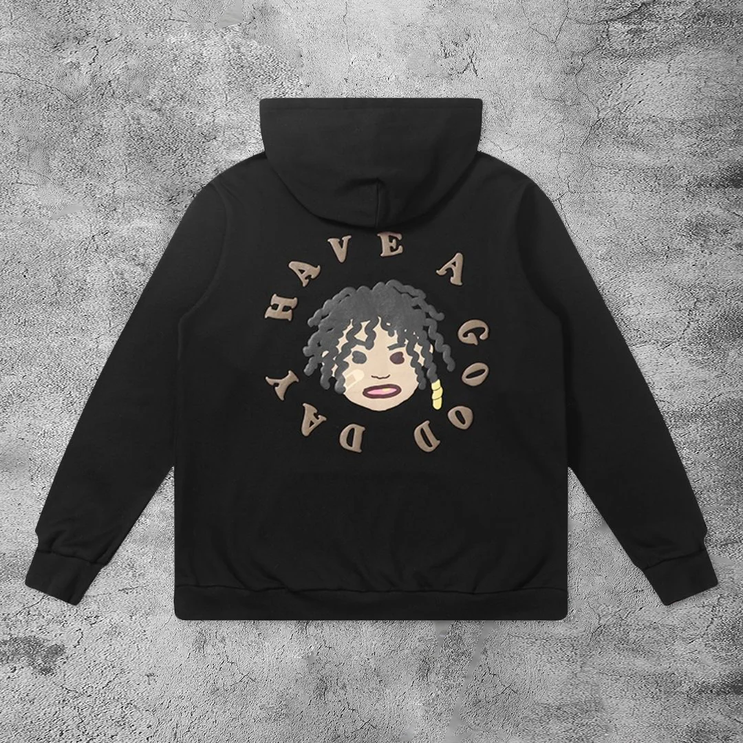 Casual dirty braided black hoodie