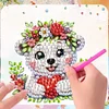(US Local)6Pcs Acrylic Flower Dog Diamond Painting Refrigerator Magnet Craft Kit