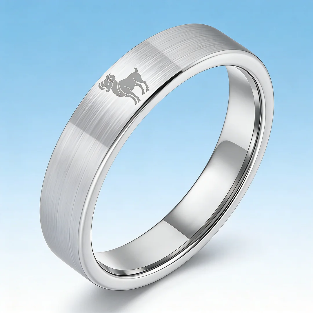 Flat Aries Tungsten Wedding Bands Tungsten Rings Sliver Comfort fit for Women or Men 4MM 6MM 8MM