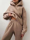 Solid Color Long Sleeves+Wide Leg Two-Piece Suit